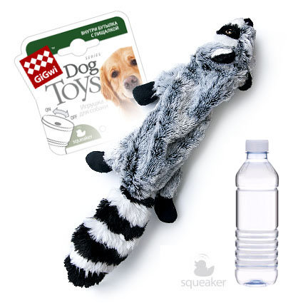 GiGwi Игрушка для собак Шкурка енота с бутылкой-пищалкой 52см купить