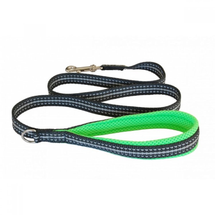 Cortina Leash Fluo Green/ Мягкий светоотражающий поводок неоновый зеленый 1,2м