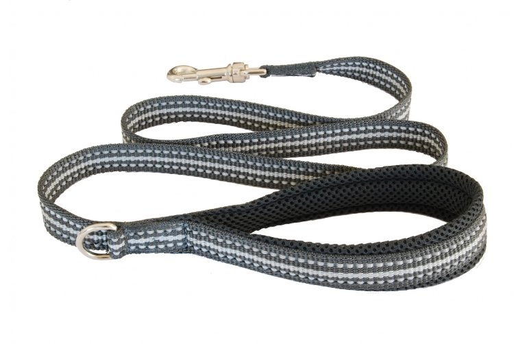 Cortina Leash Black-Grigio / Мягкий светоотражающий поводок чернo-серый 1,2м