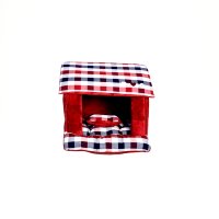 Puppia Beaufort House/ Домик "Бьюфорт" со съемной подушкой+игрушка-косточка, винного цвета, 45*40*22 см