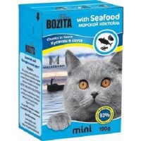 Bozita Mini With Seafood/ Кусочки в соусе для кошек - морской коктейль  190г